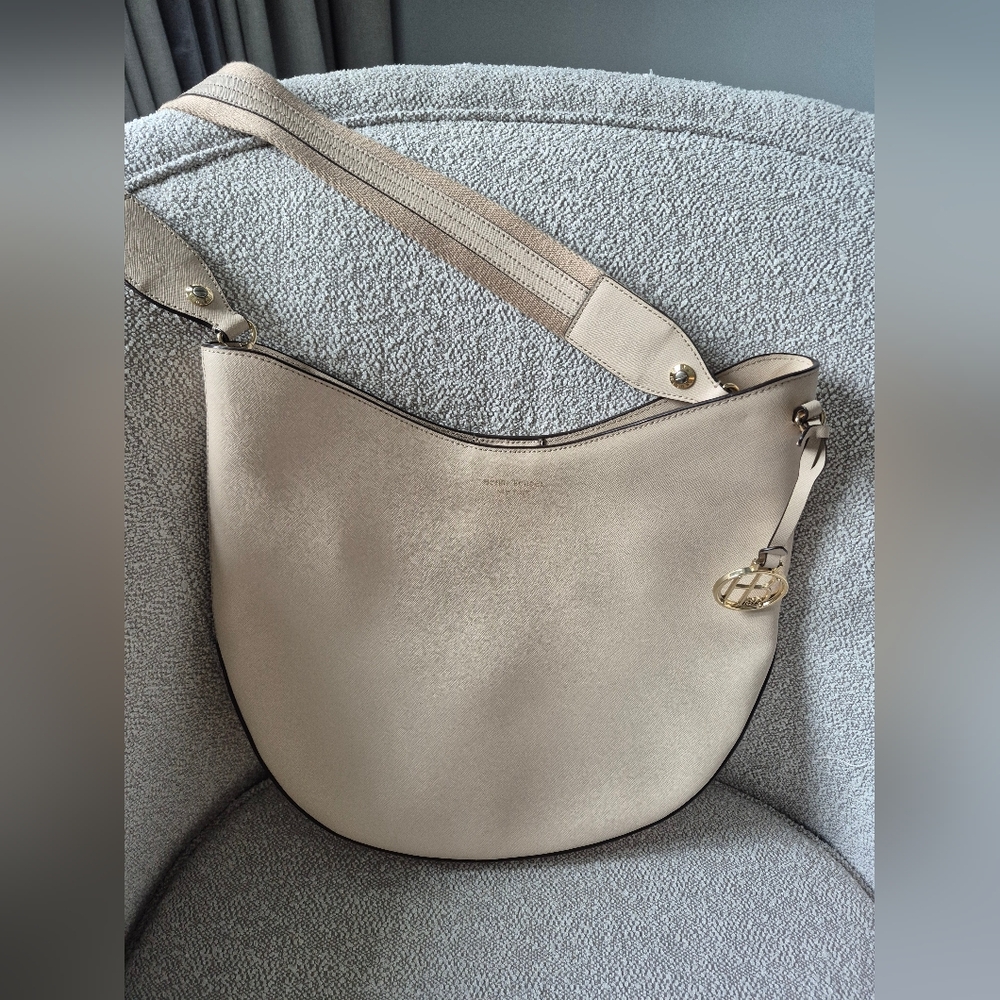 Henri Bendel Cream Hobo Bag with Gold Hardware